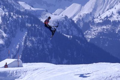 Insane Snowscoot Rider Nicolas Pillin flying high