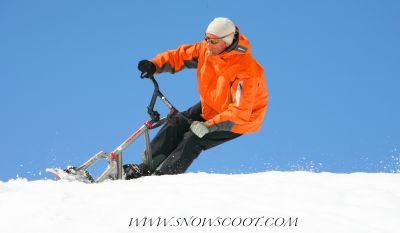 SNOWSCOOT RIDER BARBICHE TESTING THE SLOPES OF LA CHAUX IN VERBIER